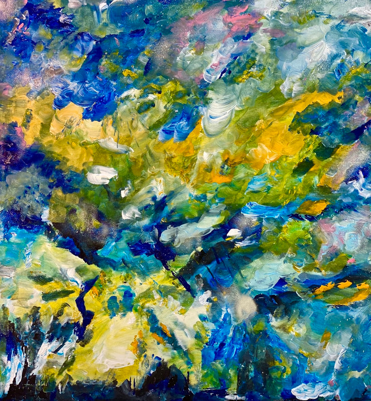Helen Lack's abstract painting of a colourful sky
