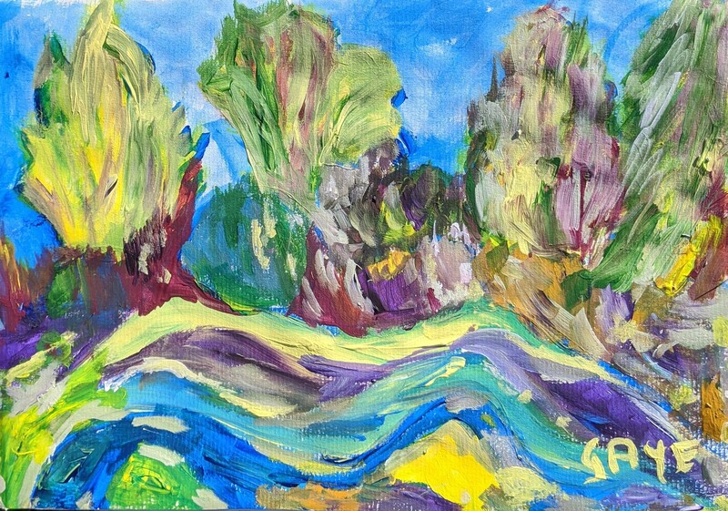 Painting entitled Echoes of Fauvist trees